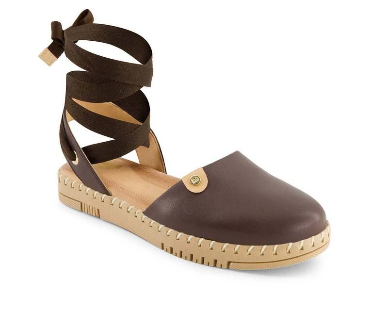 アンドレア レディース シューズ サンダル レース Andrea Womens Textile Ribbon Lace Flats 65286 Brown ブラウン