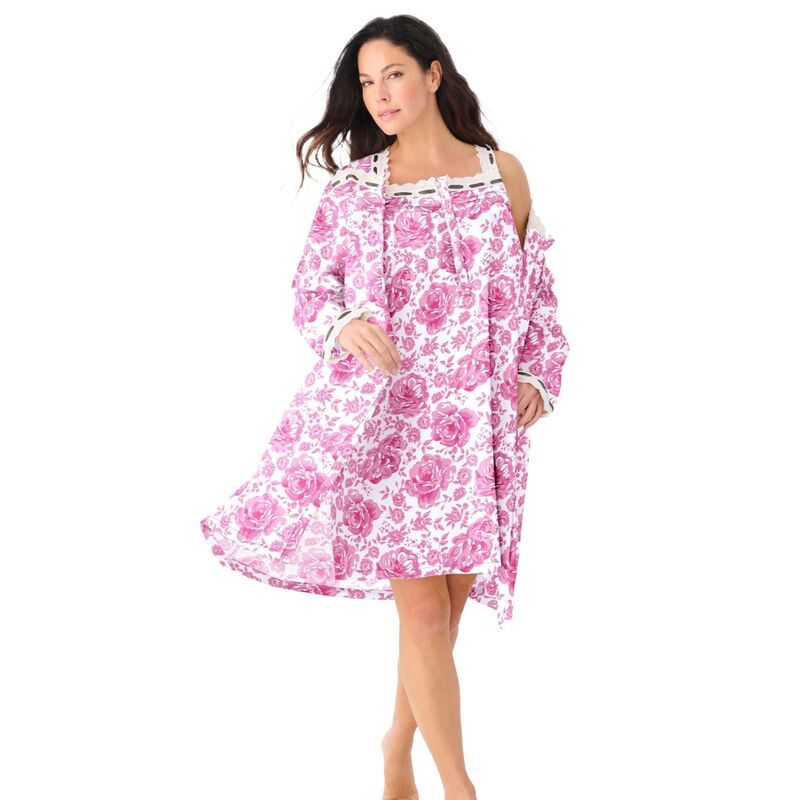 オンリーネセシティーズ レディース アンダーウェア ナイトウェア プラスサイズ Only Necessities Plusize Short 2Piece CabbageRose Peignoir S