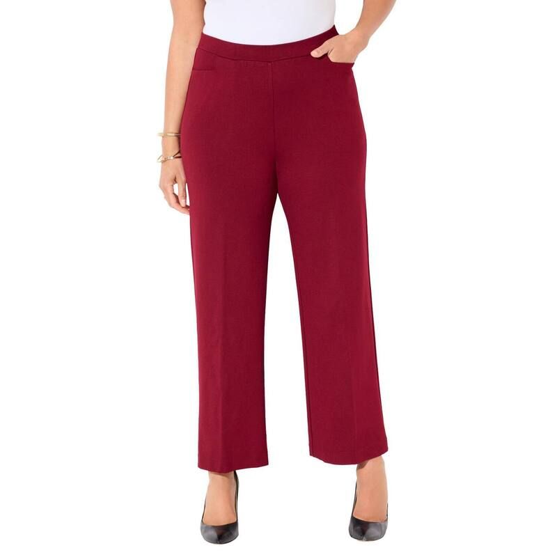 キャサリンズ レディース ボトムス カジュアルパンツ ワイドレッグ プラスサイズ Catherines Womens Plusize Ponte Wide Leg Pant Rich Burgundy