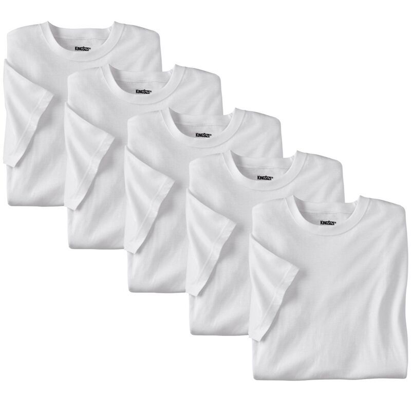 キングサイズ レディース トップス シャツ クルーネック トール コットン KingSize Mens Big Tall 5Pack Cotton Crewneck Undershirts White