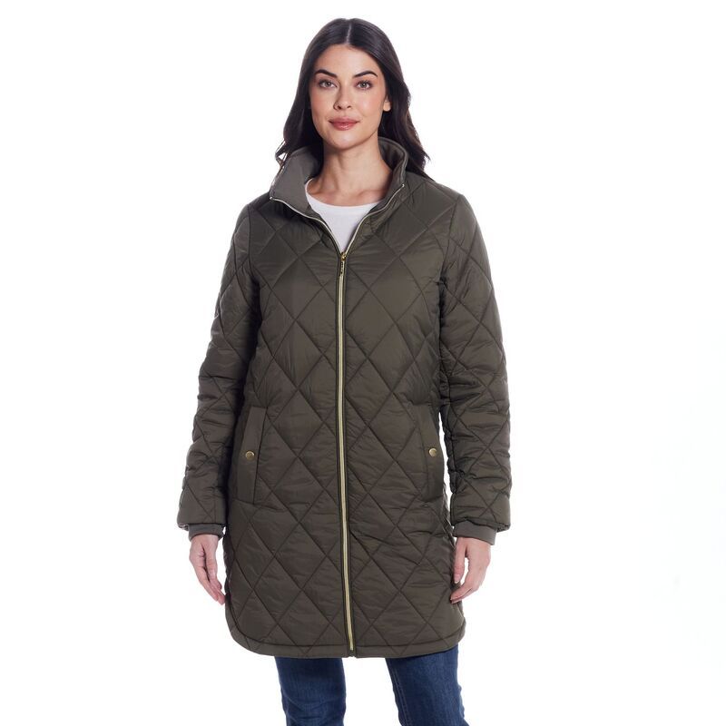 ウェザーキャスト レディース アウター ジャケット・ブルゾン キルティング Womens Weathercast Quilted Zip Front Walker Jacket Dusty Olive