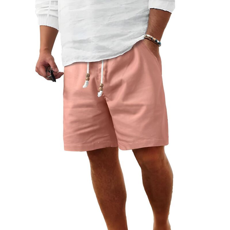 メガリテイラー レディース ボトムス ハーフパンツ・ショーツ ショートパンツ リネン MegaRetailer Mens Linen Elastic Waist Shorts Flamingo