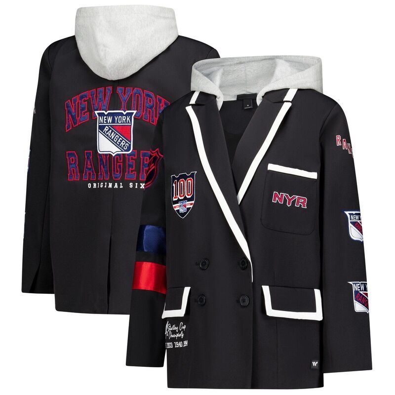 ザワイルドコレクティブ レディース アウター ジャケット・ブルゾン ブレザー Womens The Wild Collective Black New York Rangers Original 6