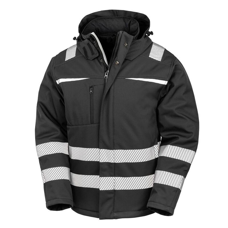 リザルト レディース アウター ジャケット・ブルゾン コート Result Safeguard Mens Dynamic HiVisibility Softshell Work Coat Black