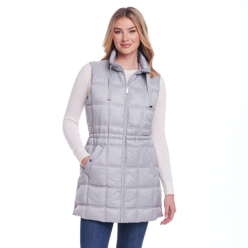 ウェザーキャスト レディース アウター ジャケット・ブルゾン キルティング Womens Weathercast Box Quilted Longline Puffer Silver シルバー