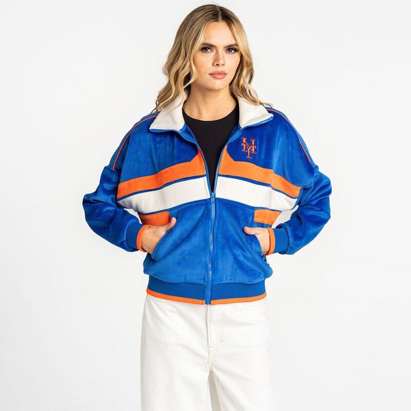 ザワイルドコレクティブ レディース アウター ジャケット・ブルゾン ベルベット Womens The Wild Collective Royal New York Mets Velvet Cord F
