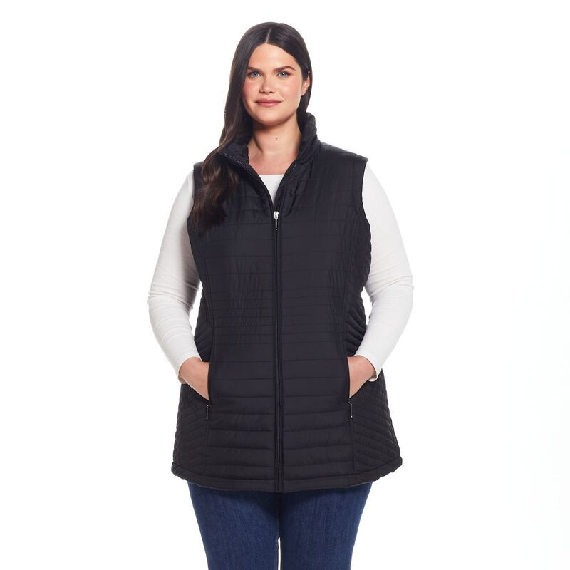 ウェザーキャスト レディース アウター ジャケット・ブルゾン プラスサイズ キルティング ベスト Plusize Weathercast Channel Quilted Longline Vest B