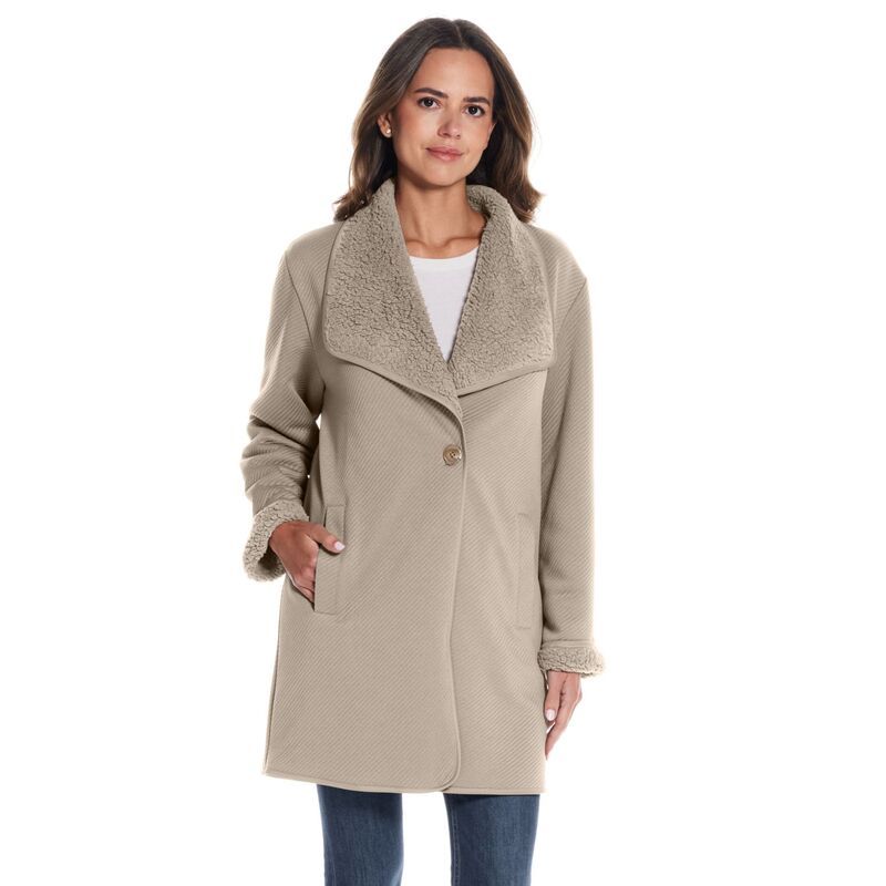 ウェザーキャスト レディース アウター ジャケット・ブルゾン リブ コート ニット Womens Weathercast Ribbed Knit SherpaLined Coatigan Beechw