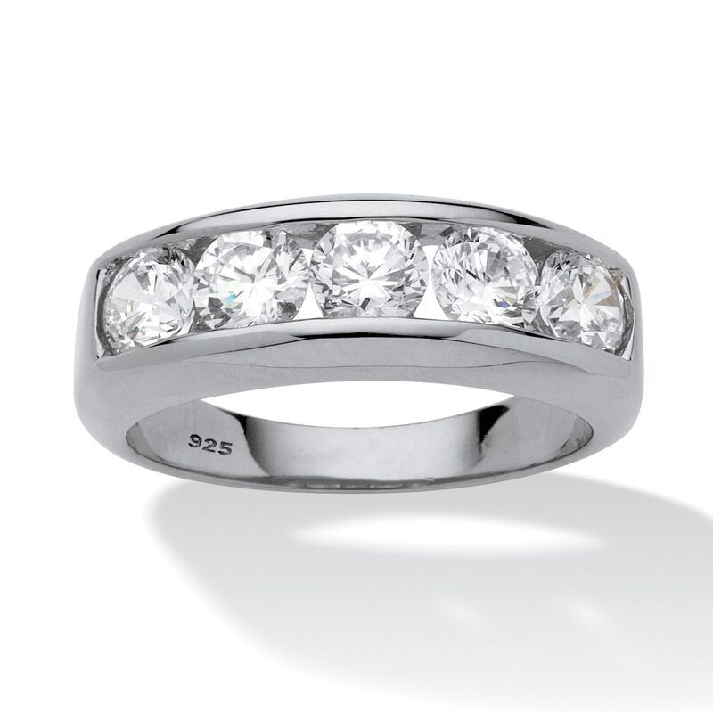 パームビーチジュエリー レディース アクセサリー リング PalmBeach Jewelry Mens 250 TCW Cubic Zirconia Wedding Band Silver シルバー
