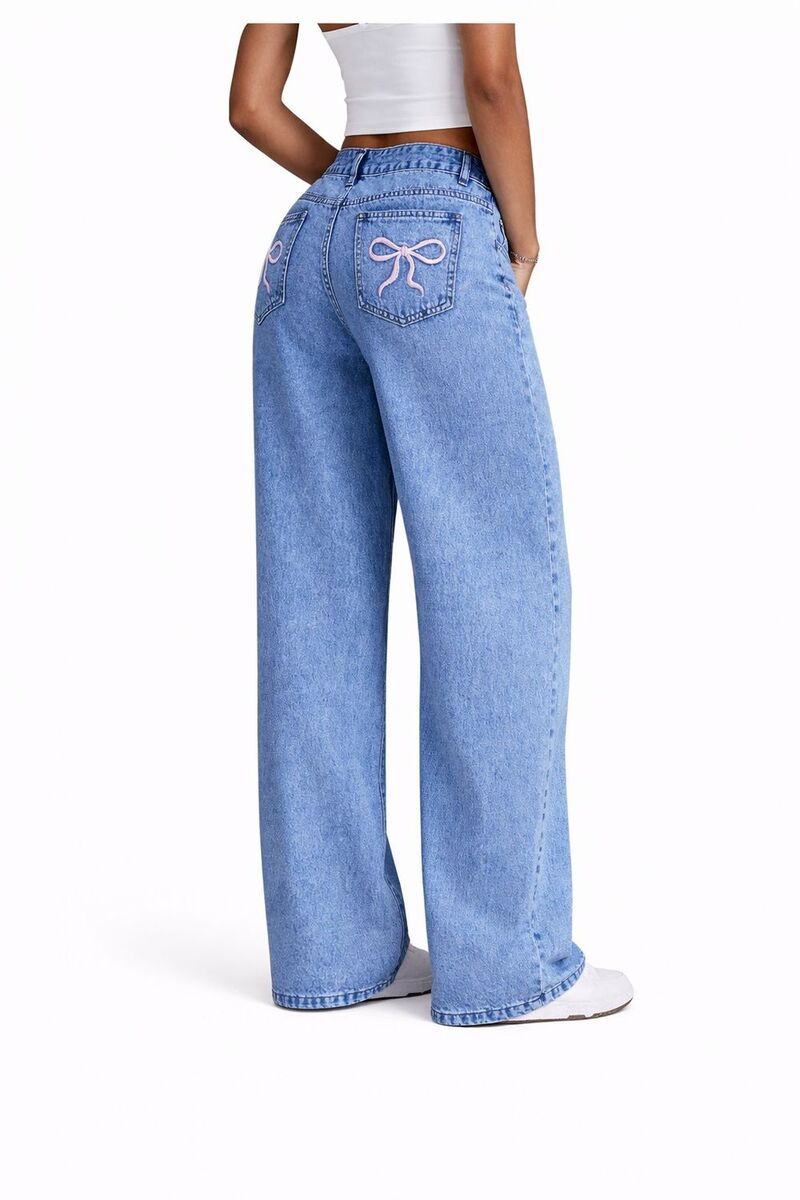 メガリテイラー レディース ボトムス デニムパンツ ワイドレッグ ジーンズ MegaRetailer Loose Fit Wide Leg Jeans Women Mid Blue ブルー