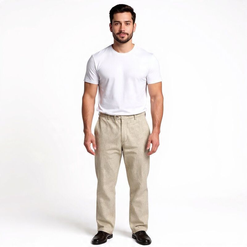 メガリテイラー レディース ボトムス カジュアルパンツ リネン MegaRetailer Mens Loose Fit Linen Beach Pants Khaki カーキ