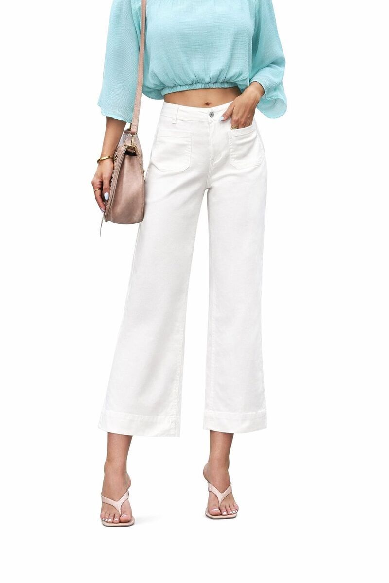 メガリテイラー レディース ボトムス デニムパンツ ジーンズ MegaRetailer Womens Baggy Flare Denim Jeans White ホワイト