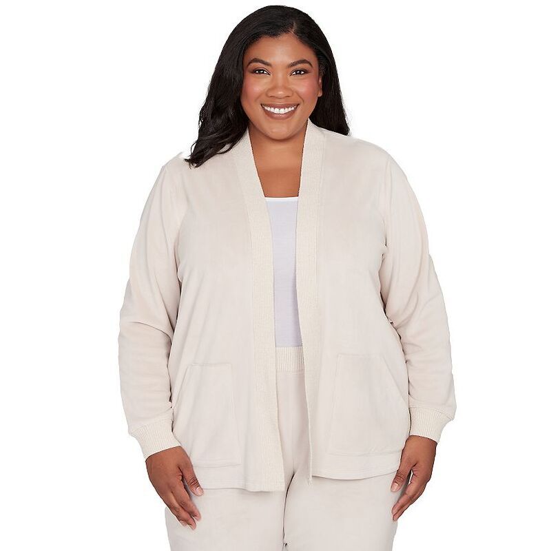 アルフレッド ダナー レディース アウター ニット・セーター プラスサイズ リブ カーディガン Plusize Alfredunner Open Front Ribbed Trim Sweater C