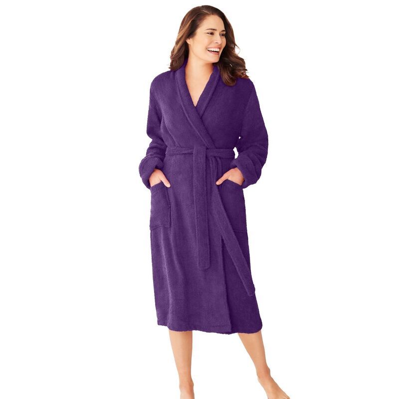ドリームスアンドコー レディース アンダーウェア ナイトウェア プラスサイズ パイル Dreams Co Plusize Shorterry Robe Rich Violet バイオレット