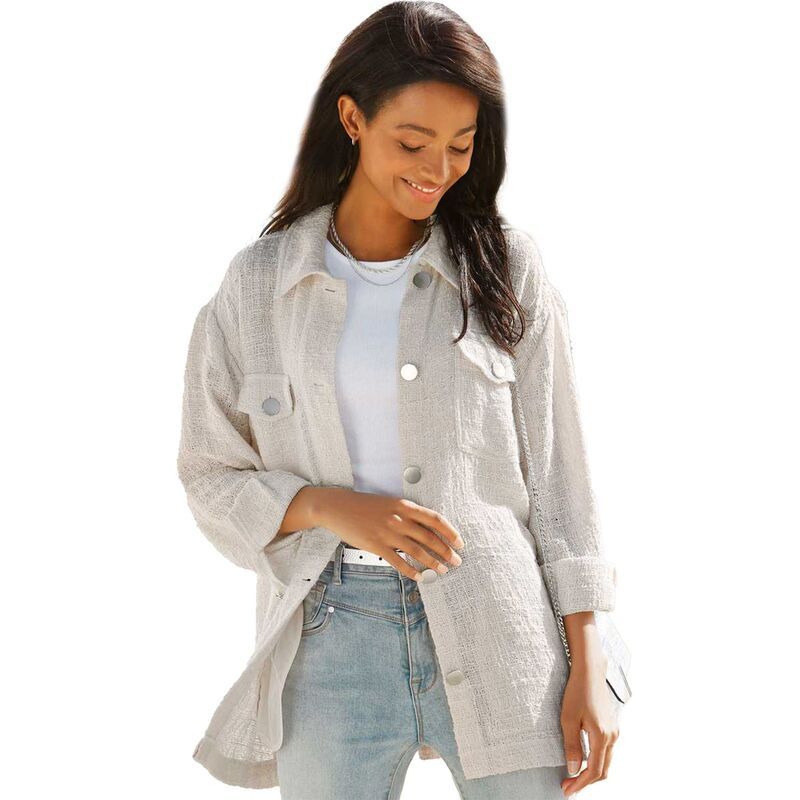 ラスカーナ レディース アウター ジャケット・ブルゾン シャツ Lascana Womens Boucle Shirt Jacket Cream クリーム