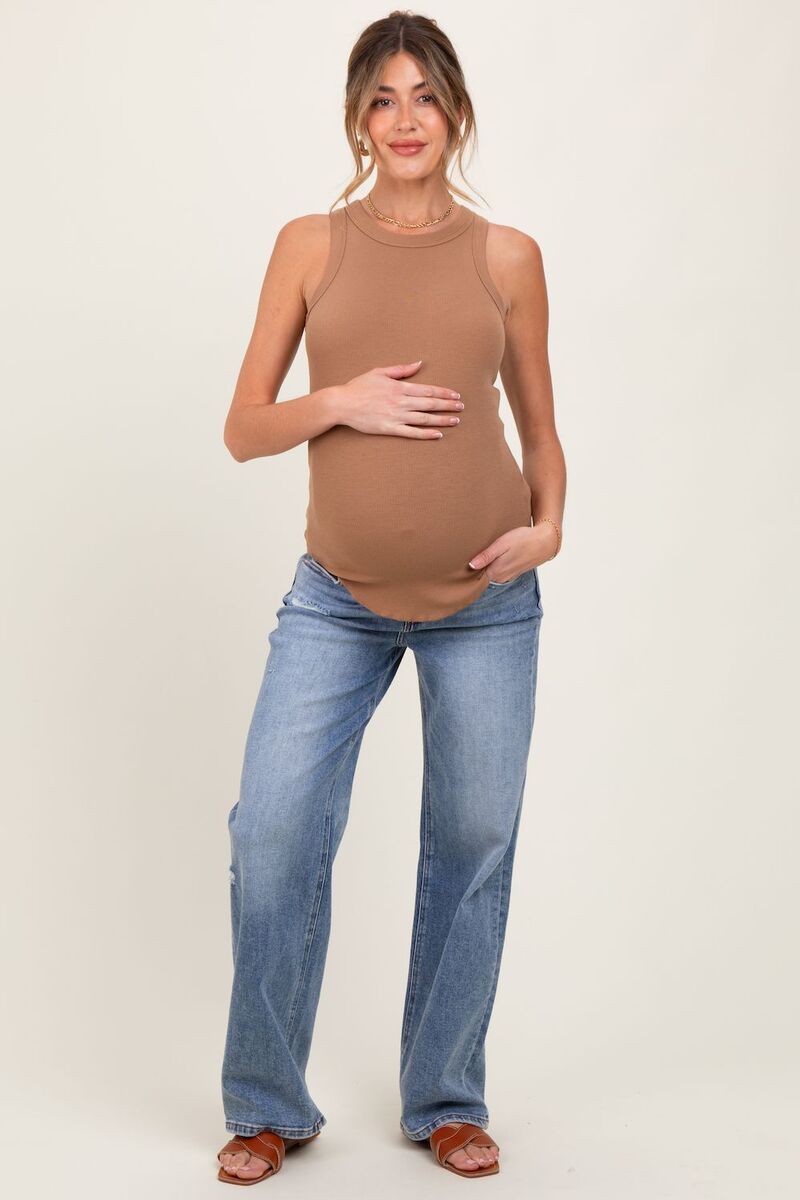 ピンクブラッシュ レディース ボトムス デニムパンツ ワイドレッグ ヴィンテージ マタニティ ジーンズ PinkBlush Maternity Distressed Vintage Wash Wide