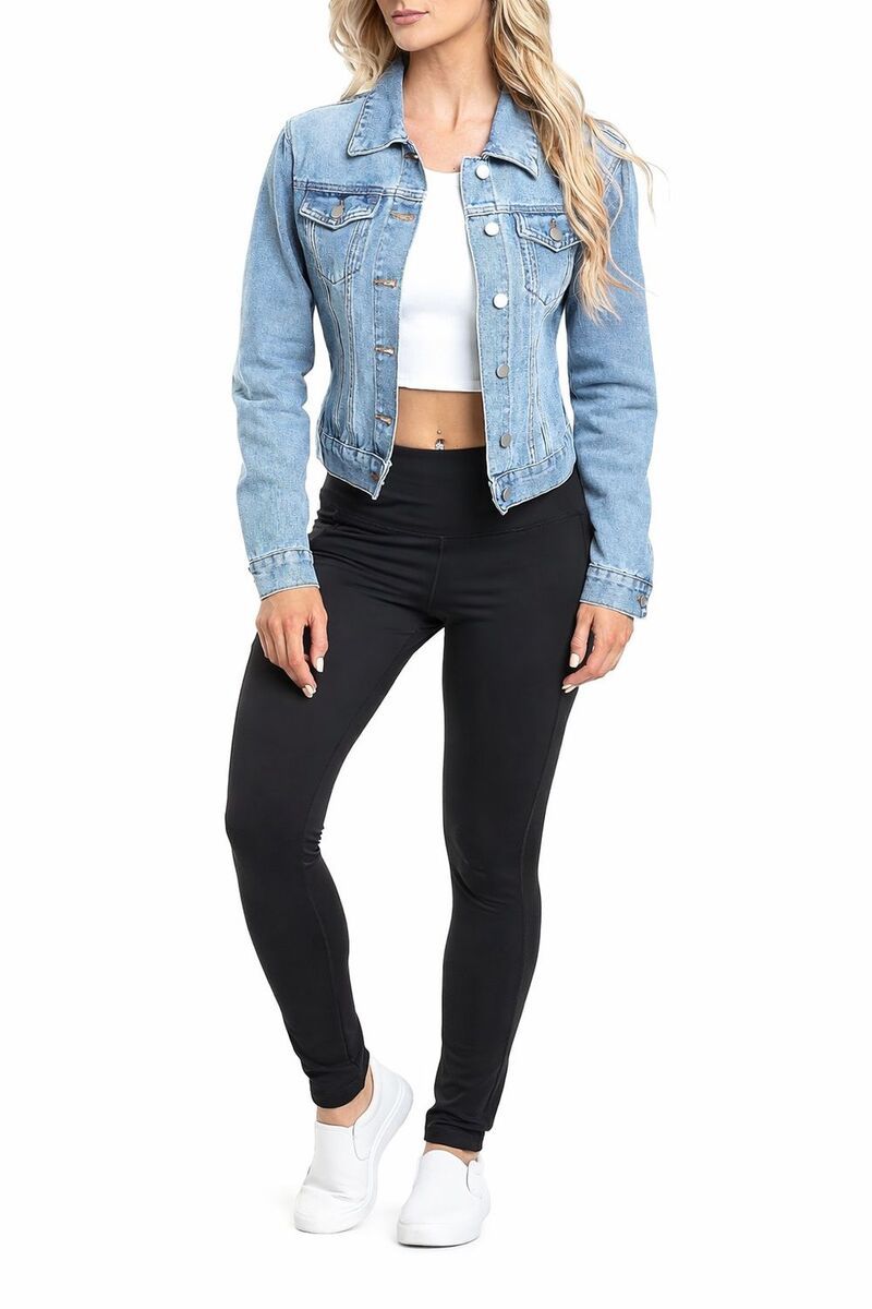 メガリテイラー レディース アウター ジャケット・ブルゾン クロップド MegaRetailer Women Casual Cropped Jean Jacket Blue ブルー