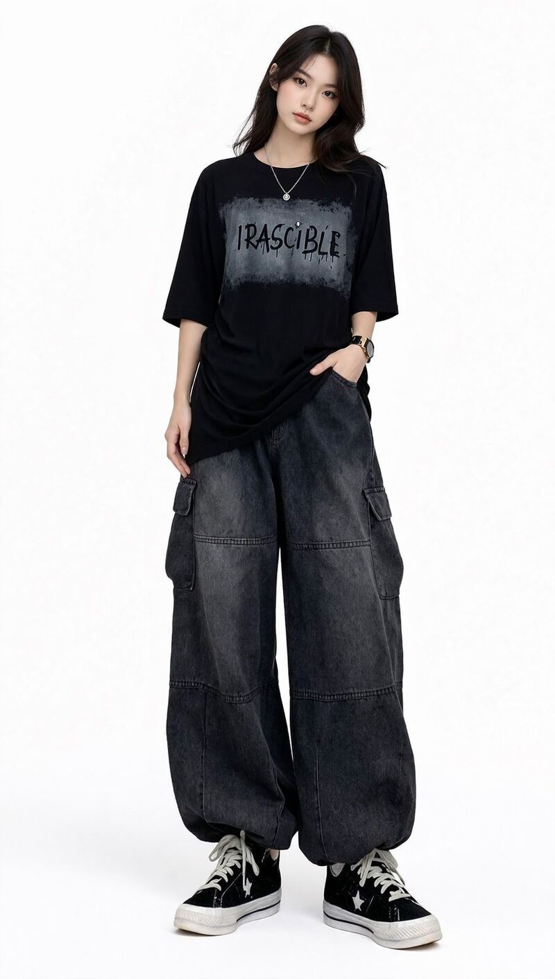 メガリテイラー レディース ボトムス デニムパンツ リラックスフィット カーゴパンツ MegaRetailerelaxed Fit Denim Cargo Pants Black ブラック