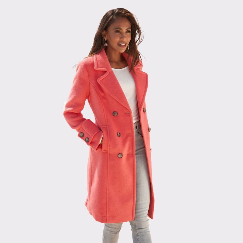 ラスカーナ レディース アウター ジャケット・ブルゾン コート Lascana Womens Double Breasted Coat Coral コーラル