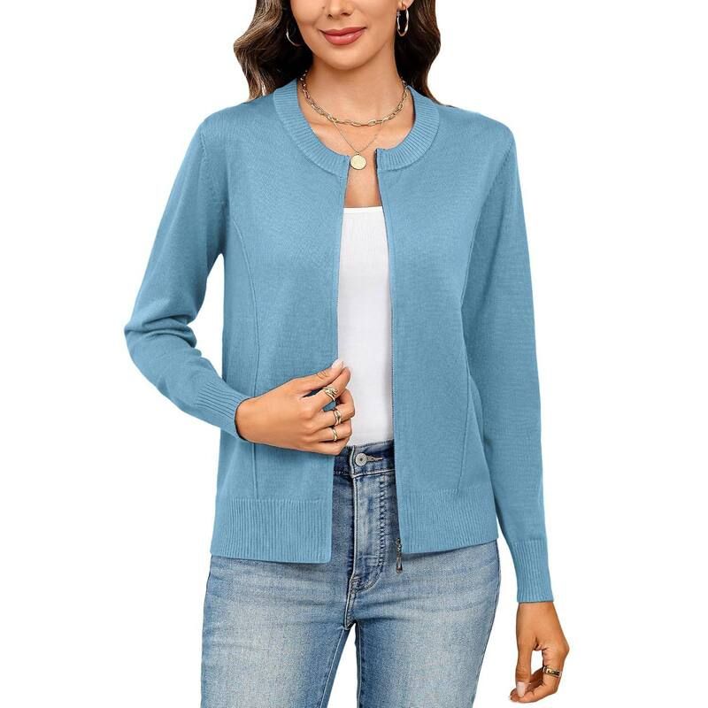 メガリテイラー レディース アウター ニット・セーター ジャケット MegaRetailer Womens Long Sleeve Zipper Knit Sweater Lightweight Ja