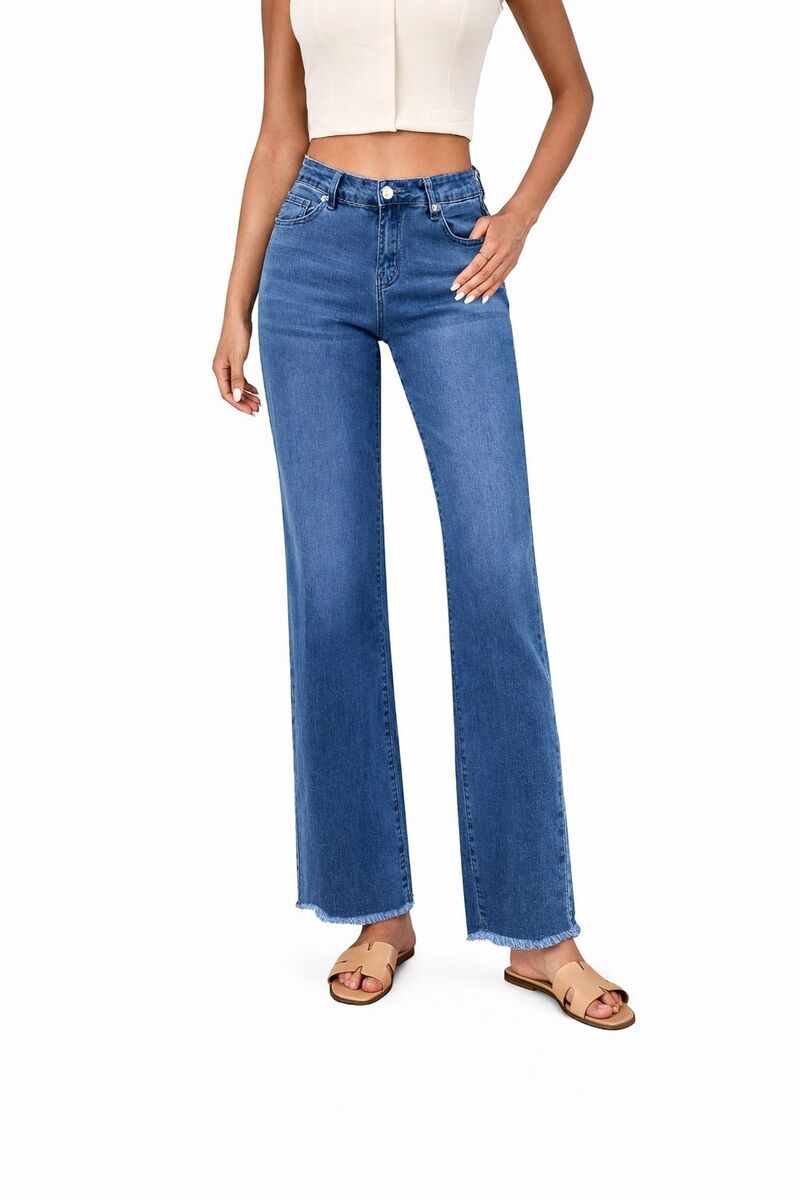 メガリテイラー レディース ボトムス デニムパンツ ワイドレッグ ジーンズ MegaRetailer Women Casual Wide Leg Denim Jeans Classic Blue ブル