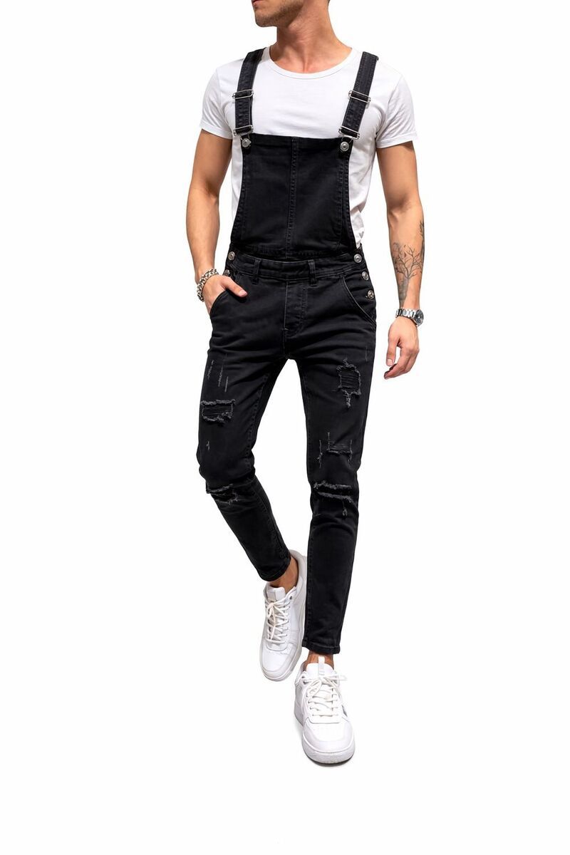 メガリテイラー レディース ボトムス カジュアルパンツ オーバーオール デニム MegaRetailer Women Fitted Bib Denim Overalls Black ブラック