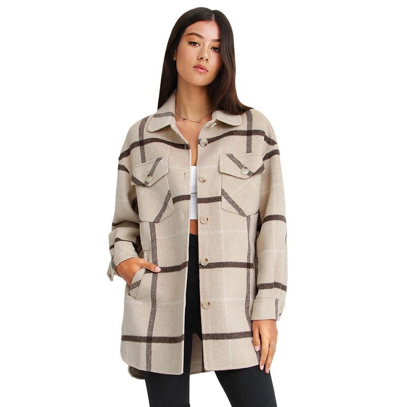 ベルアンドブルーム レディース アウター ジャケット・ブルゾン Belle Bloom Rivers Edge Plaid Shacket Beige ベージュ