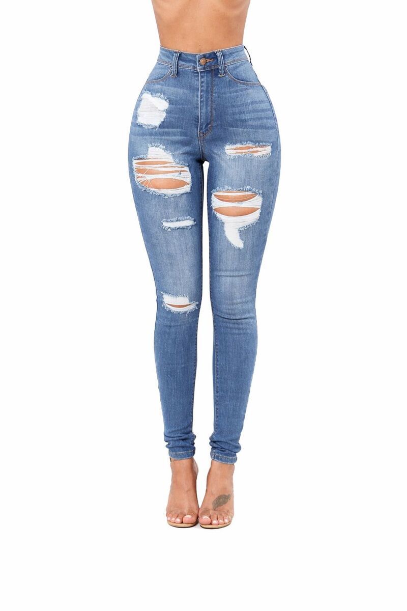 メガリテイラー レディース ボトムス デニムパンツ ジーンズ MegaRetailer Stretch Fit Ripped Jeans Women J Blue ブルー