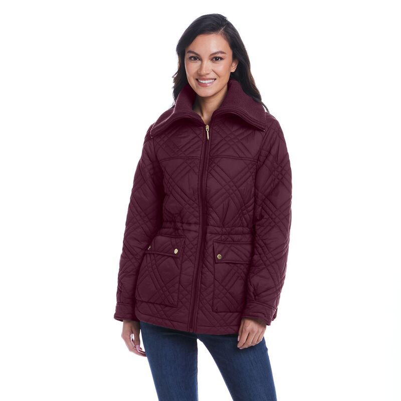 ウェザーキャスト レディース アウター ジャケット・ブルゾン キルティング Womens Weathercast Wide Collar Quilted Anorak Jacket Merlot