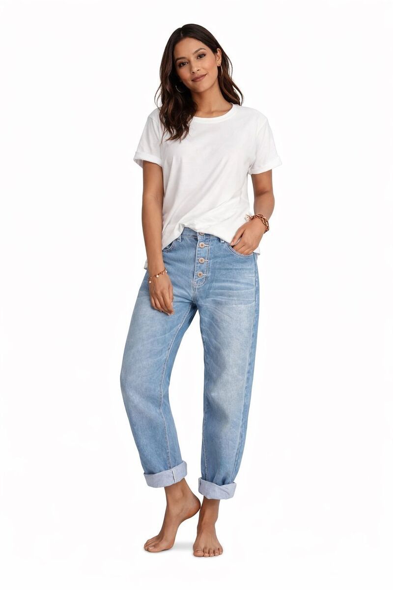 メガリテイラー レディース ボトムス デニムパンツ ジーンズ MegaRetailer Women High Rise Casual Denim Jeans Light Blue ブルー