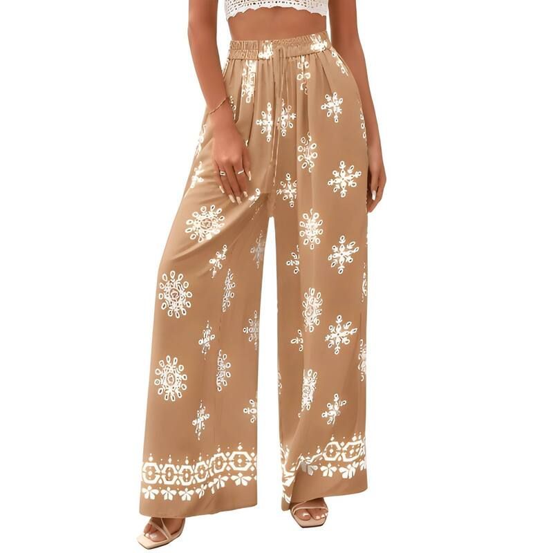 メガリテイラー レディース ボトムス カジュアルパンツ フラワー柄 フラワー MegaRetailer Womens Relaxed Floralounge Pants Khaki カーキ