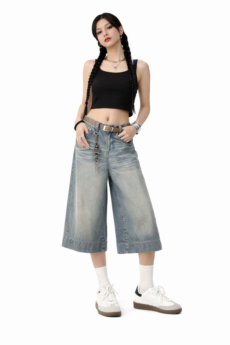 メガリテイラー レディース ボトムス ハーフパンツ・ショーツ ショートパンツ デニム MegaRetailer Women Wide Fit Denim Shorts Cyan Blue ブルー