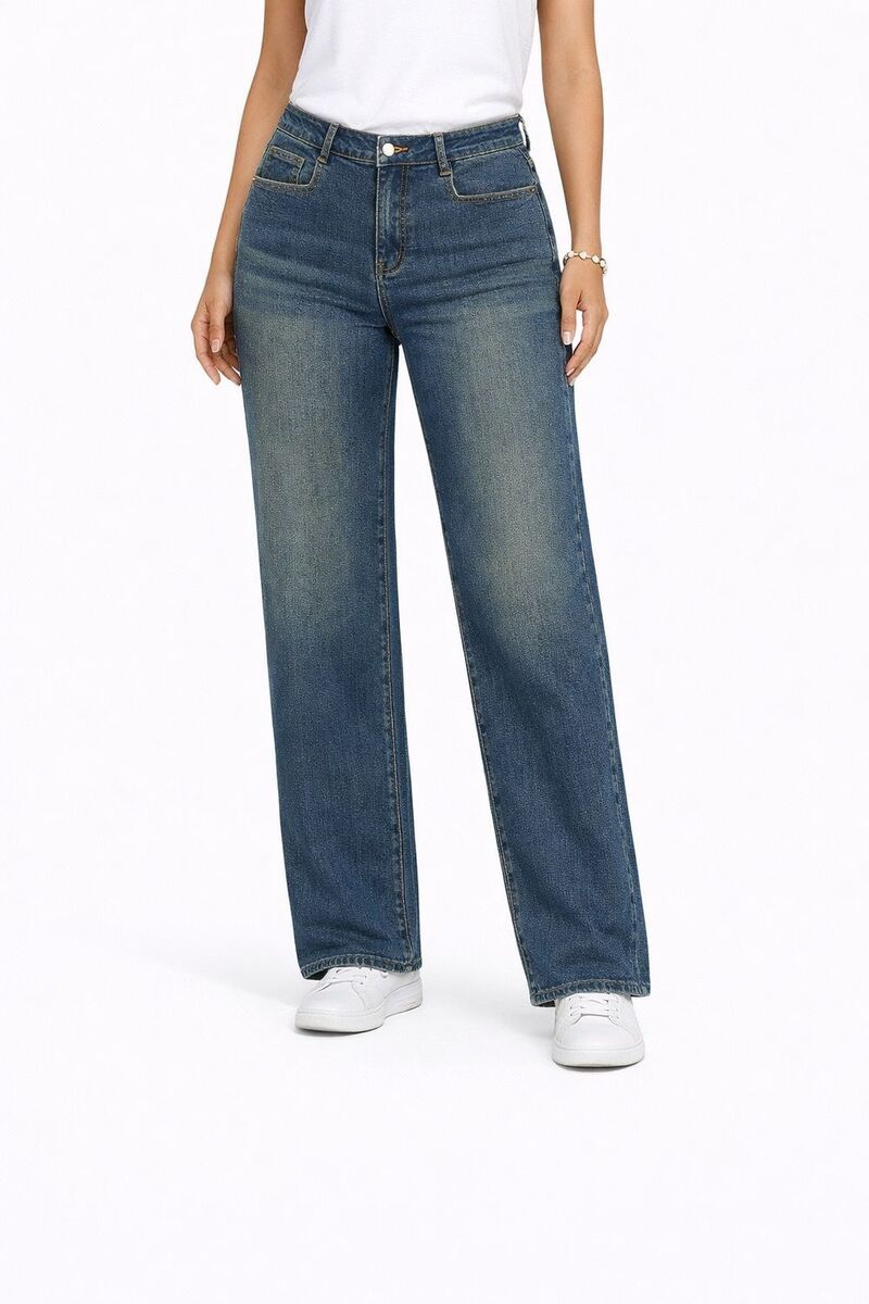 メガリテイラー レディース ボトムス デニムパンツ ジーンズ MegaRetailer Women Comfortable Straight Jeans Dark Denim デニム