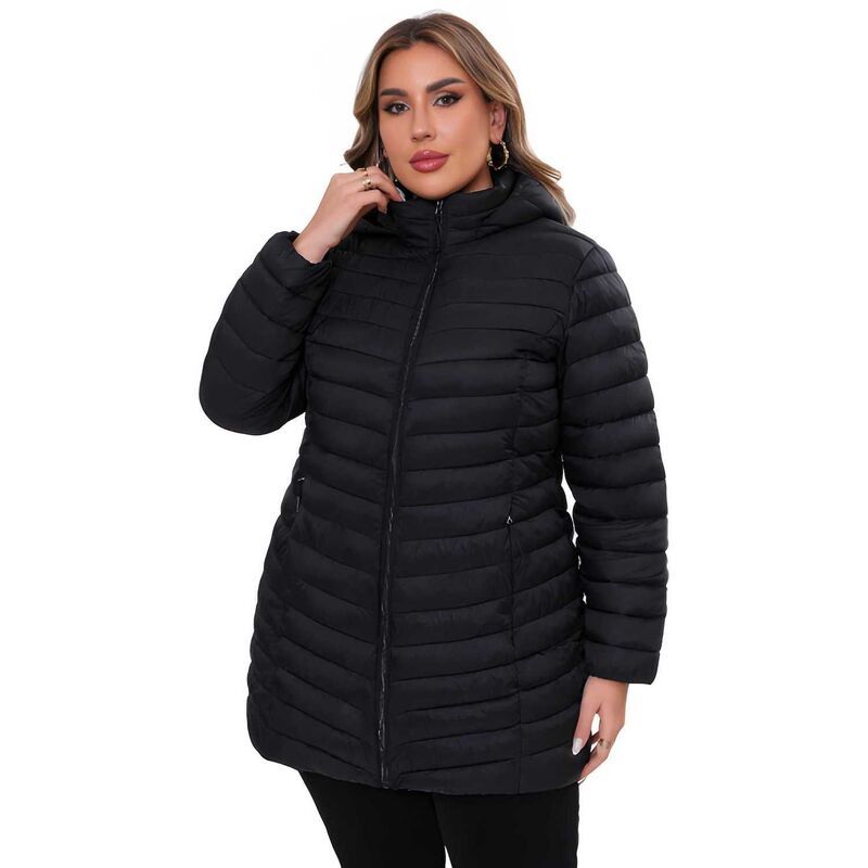 メガリテイラー レディース アウター ジャケット・ブルゾン プラスサイズ MegaRetailer Plusize Lightweight Packable Hooded Puffer Jacket