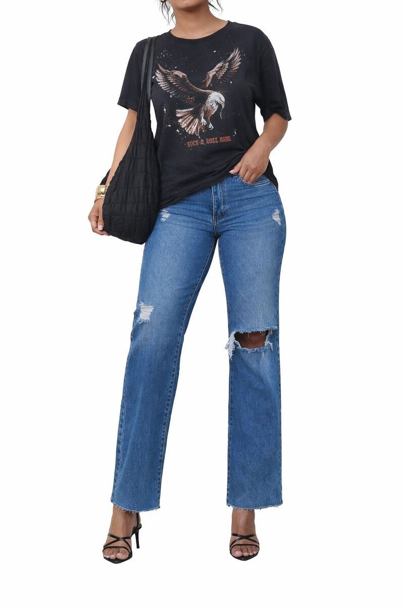 メガリテイラー レディース ボトムス デニムパンツ ジーンズ MegaRetailer Women Loose Fit Denim Jeans Blue ブルー