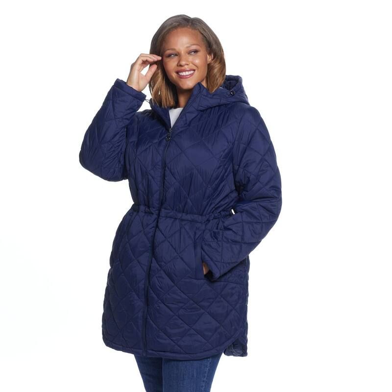 ウェザーキャスト レディース アウター ジャケット・ブルゾン プラスサイズ キルティング Plusize Weathercast Hood Quilted Anorak Jacket Navy ネイビ