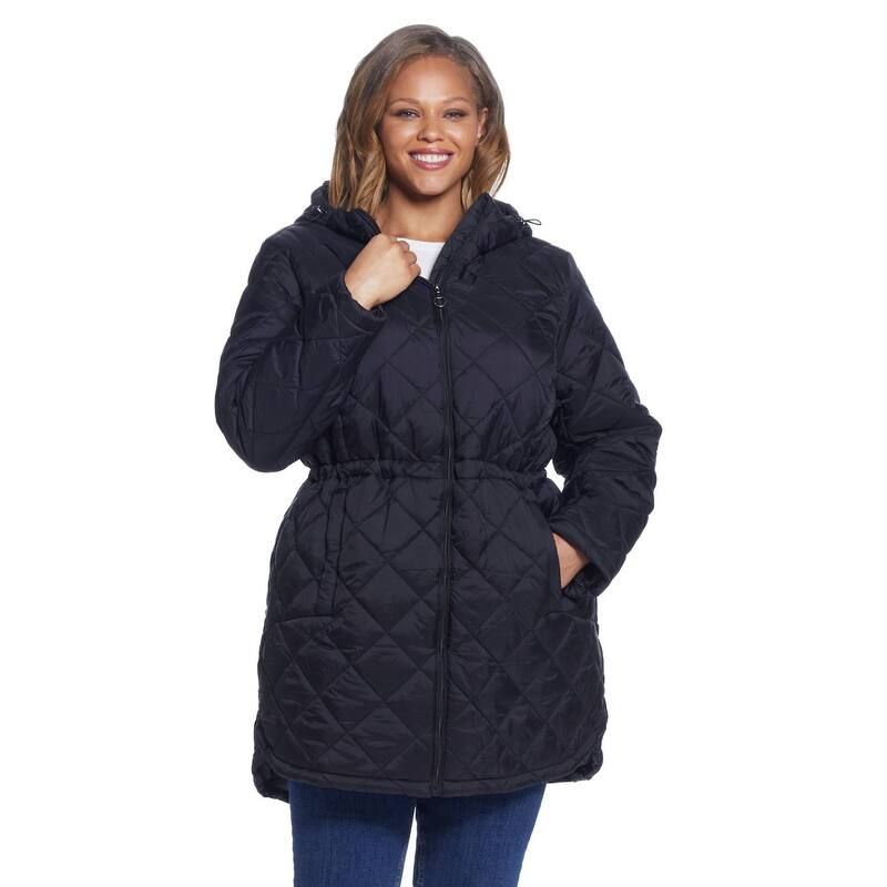 ウェザーキャスト レディース アウター ジャケット・ブルゾン プラスサイズ キルティング Plusize Weathercast Hood Quilted Anorak Jacket Black ブラ