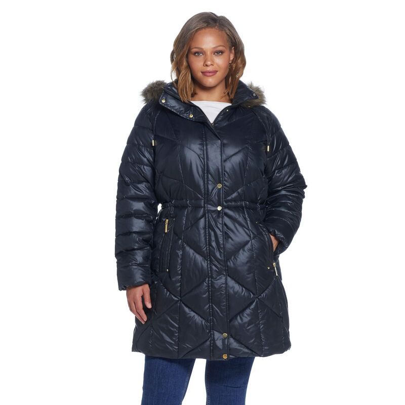 ウェザーキャスト レディース アウター ジャケット・ブルゾン プラスサイズ キルティング コート Plusize Weathercast FauxFur Hood Quilted Puffer Coa