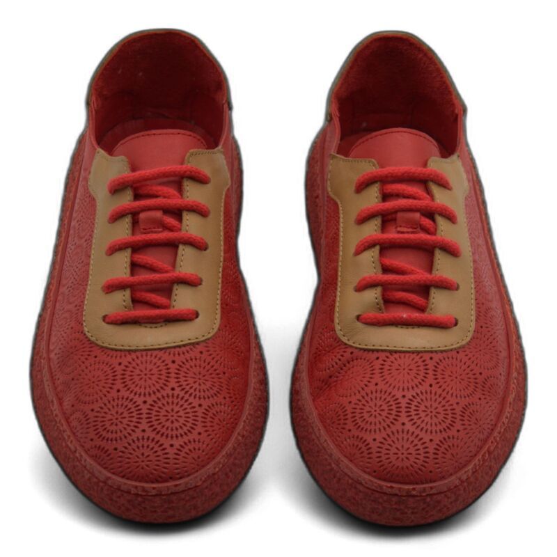 ウェアシエラ レディース シューズ スニーカー レース レザー WEAR SIERRA Womens LaceUp Slip On Leather Sneakers Colette Style Red