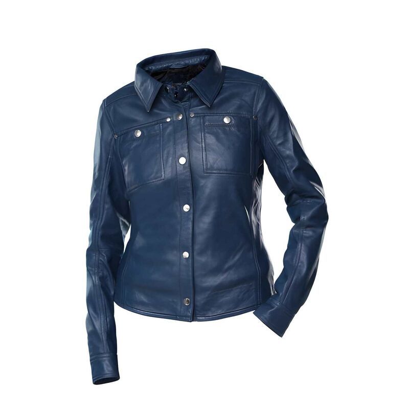 メガリテイラー レディース アウター ジャケット・ブルゾン レザー MegaRetailer Women s Button Front Lambskin Leather Shacket Casualo