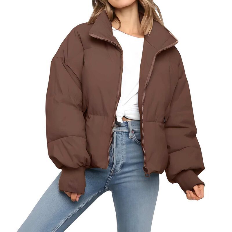 メガリテイラー レディース アウター ジャケット・ブルゾン キルティング コート クロップド MegaRetailer Womens Cropped Puffer Jacket Quilted Ove