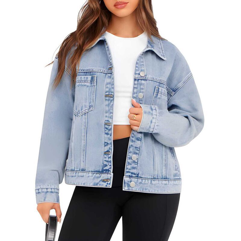 メガリテイラー レディース アウター ジャケット・ブルゾン ダウン デニム MegaRetailer Women s Long Sleeve Oversizedenim ButtonDown Jack