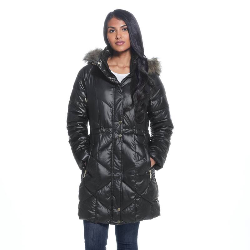 ウェザーキャスト レディース アウター ジャケット・ブルゾン キルティング コート Womens Weathercast Hood Quilted Puffer Coat Black ブラック
