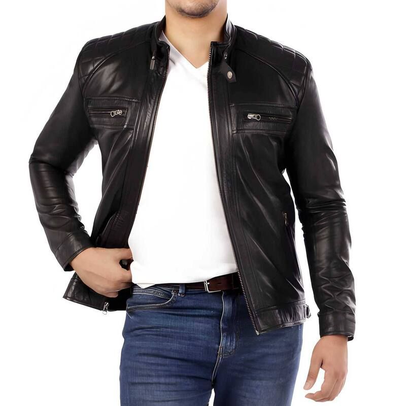 メガリテイラー レディース アウター ジャケット・ブルゾン ヴィンテージ レザー MegaRetailer Signature Diamond Lambskin Leather Jacket Men
