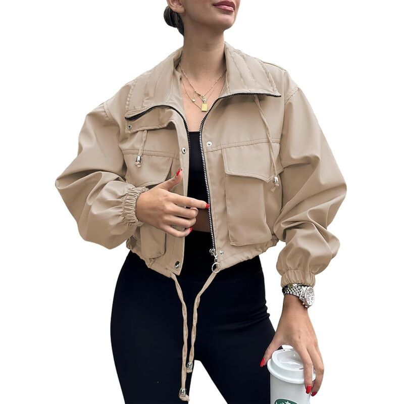 メガリテイラー レディース アウター ジャケット・ブルゾン クロップド MegaRetailer Womens ZipUp Cropped Utility Jacket Multicolor マルチカ