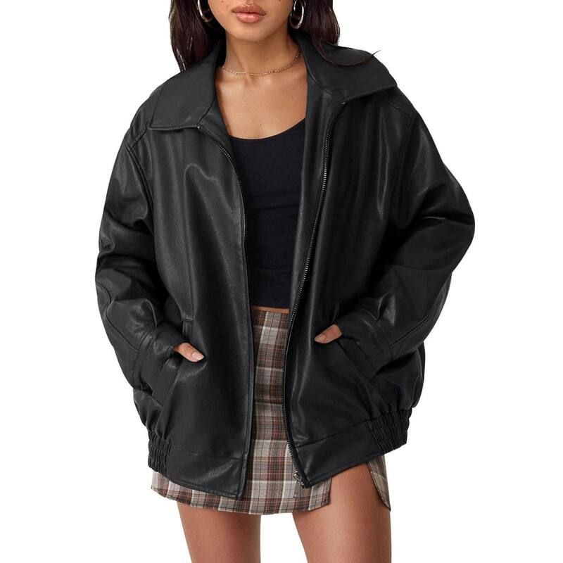 メガリテイラー レディース アウター ジャケット・ブルゾン レザー フェイクレザー MegaRetailer Women s Y2KInspired Faux Leather Motorcycle J