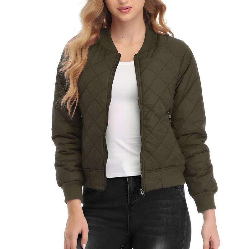 メガリテイラー レディース アウター ジャケット・ブルゾン キルティング MegaRetailer Womens Lightweight Quilted Zip Up Bomber Jacket Gr