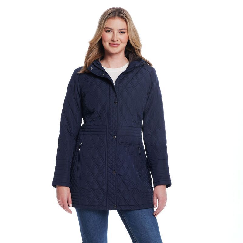 ウェザーキャスト レディース アウター ジャケット・ブルゾン プラスサイズ キルティング Womens Weathercast Plush Lined Mixed Quilted Walker Nav