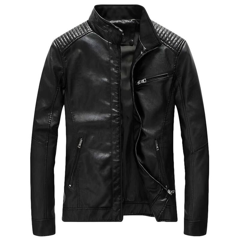 メガリテイラー レディース アウター ジャケット・ブルゾン レザー フェイクレザー MegaRetailer Men s Casual ZipUp Faux Leather Jacket Black