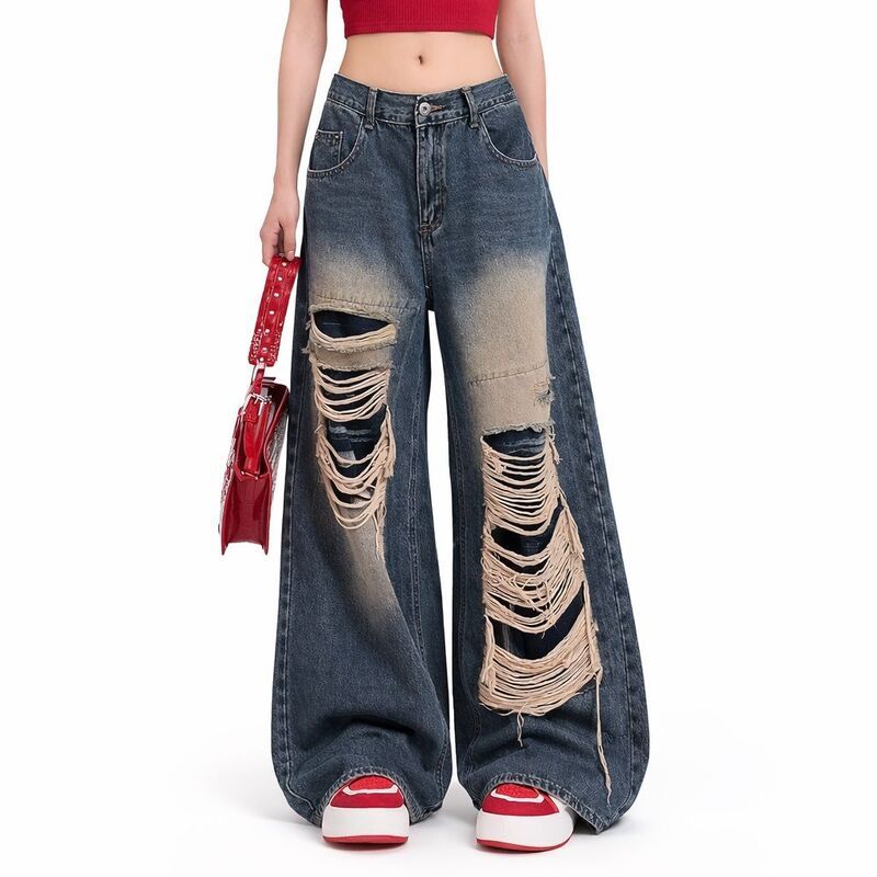 メガリテイラー レディース ボトムス デニムパンツ リラックスフィット ジーンズ MegaRetailerelaxed Fit Distressed Jeans Women Blue ブルー